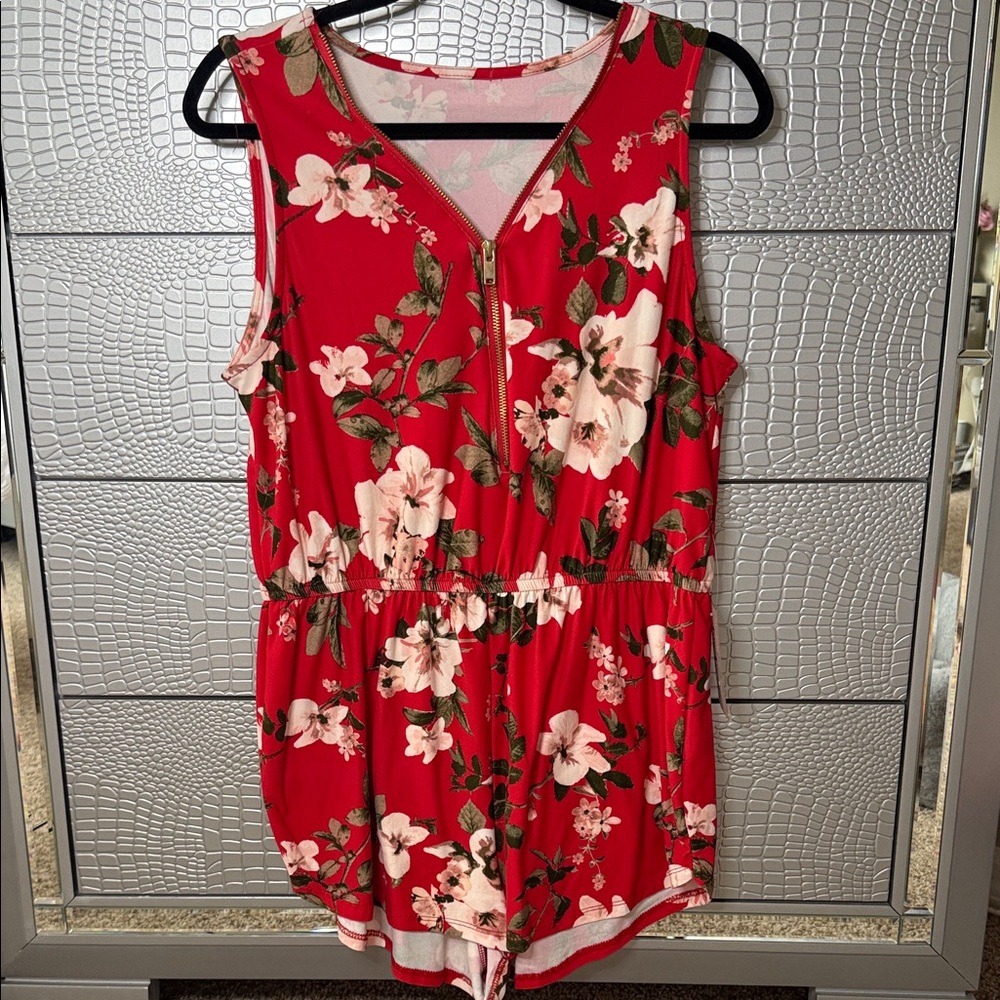 Red Floral Romper